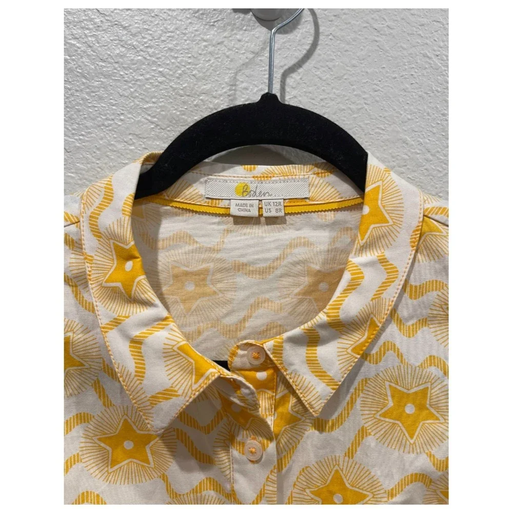 BODEN Yellow Floral Anastasia Short Sleeve Shirt Dress - Picture 3 of 4